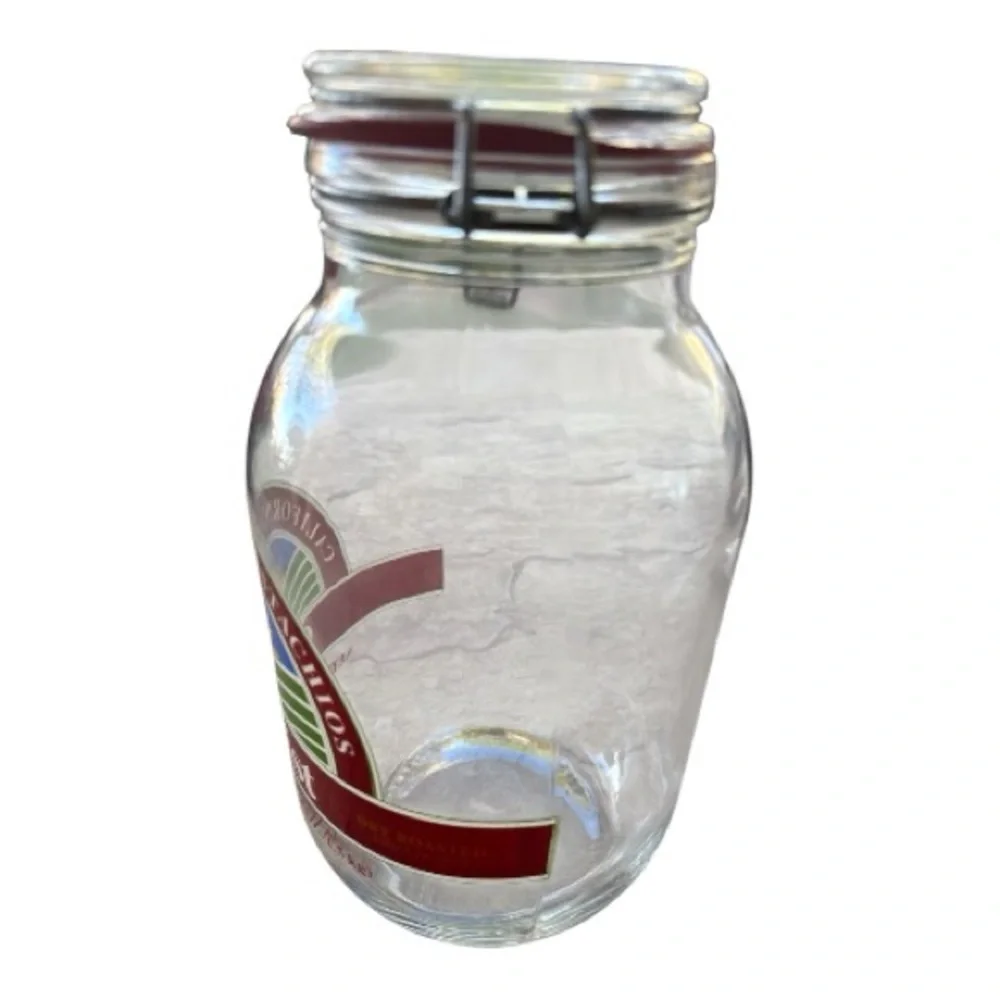 Vintage Sunkist California‎ Pistachios 3L Glass Jar Hinged Lid Storage Canister